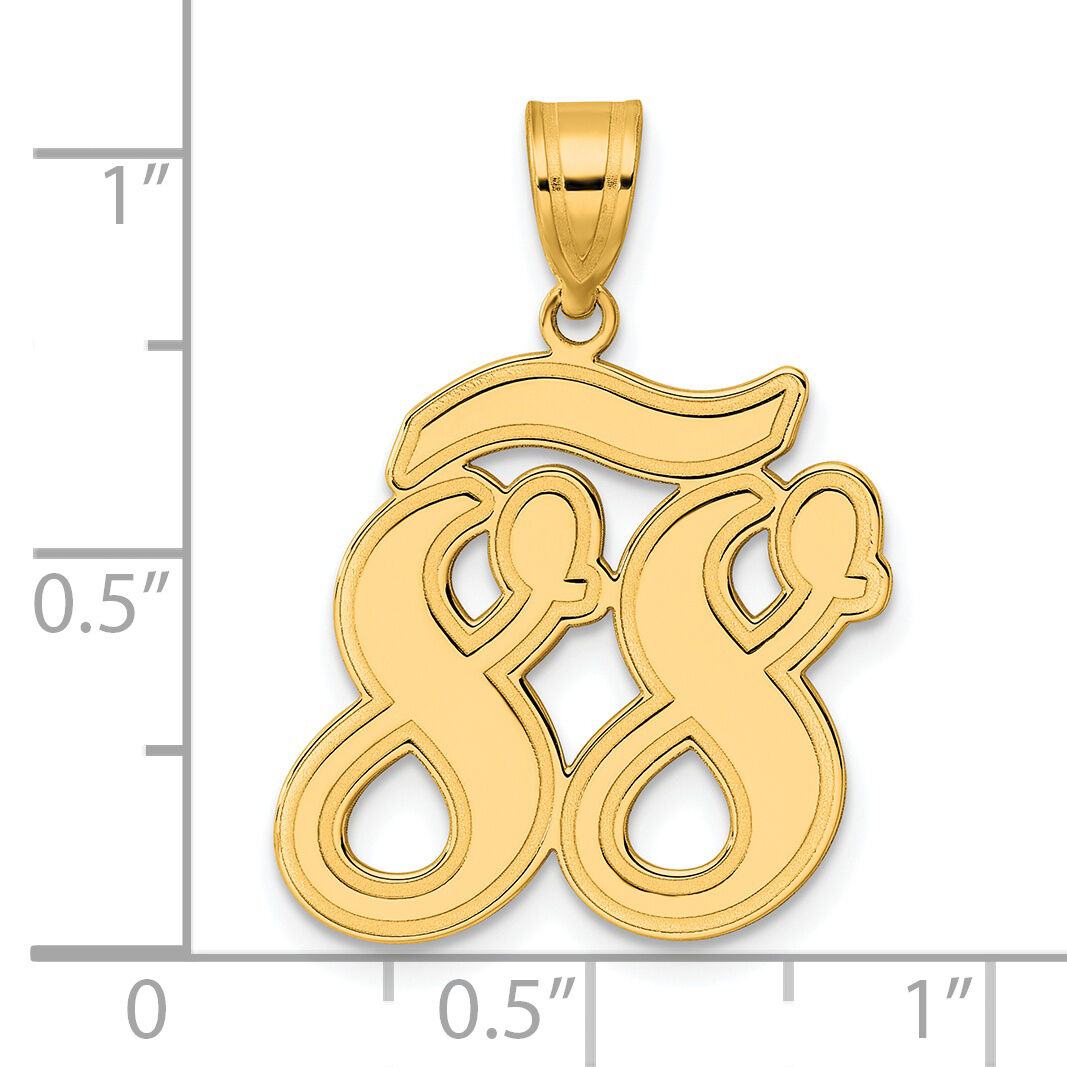 14k Brushed Border Script Number 88 Pendant-SCN88