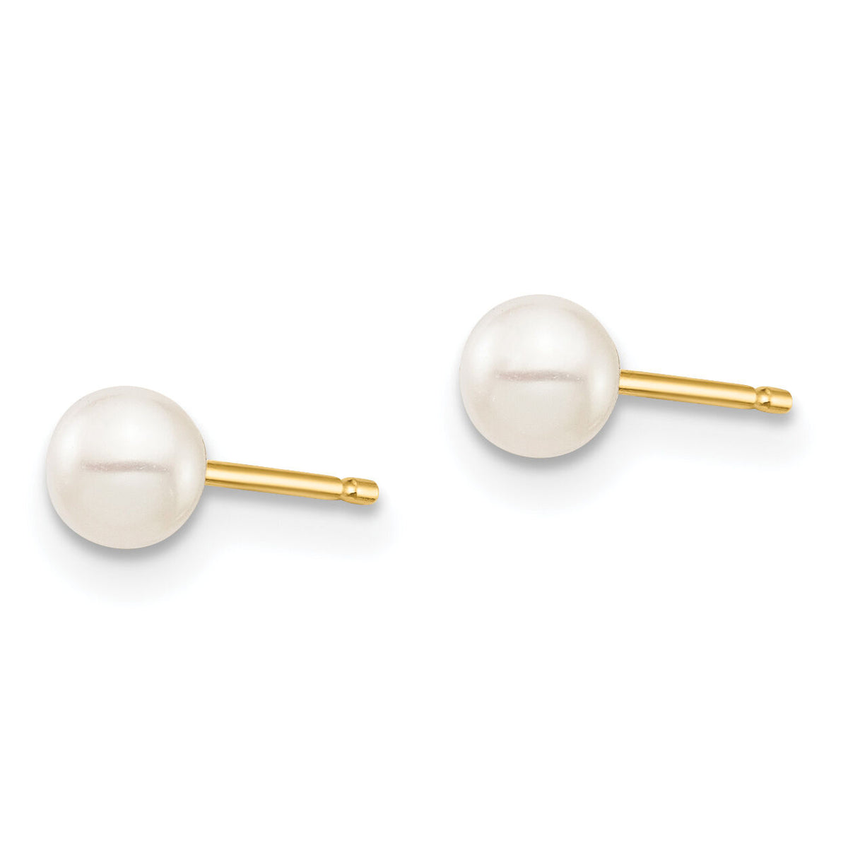14k Madi K 3-4mm White Round Freshwater Cultured Pearl Stud Post Earrings-SE134