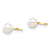 14k Madi K 3-4mm White Round Freshwater Cultured Pearl Stud Post Earrings-SE134