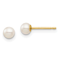 14k Madi K 3-4mm White Round Freshwater Cultured Pearl Stud Post Earrings-SE134