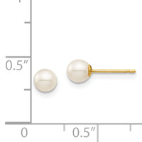 14K Madi K 4-5mm White Round Freshwater Cultured Pearl Stud Post Earrings-SE135