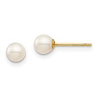 14K Madi K 4-5mm White Round Freshwater Cultured Pearl Stud Post Earrings-SE135