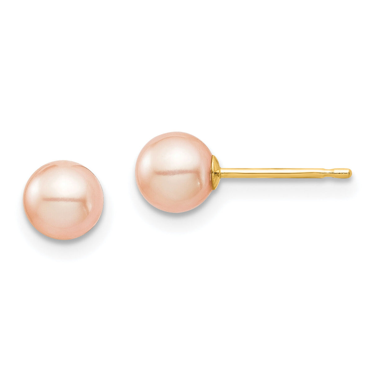 14K Madi K 5-6mm Pink Round FW Cultured Pearl Stud Post Earrings-SE144