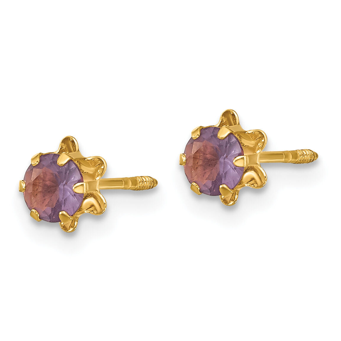 14k Madi K 4mm CZ Birthstone (Feb) Screwback Earrings-SE160