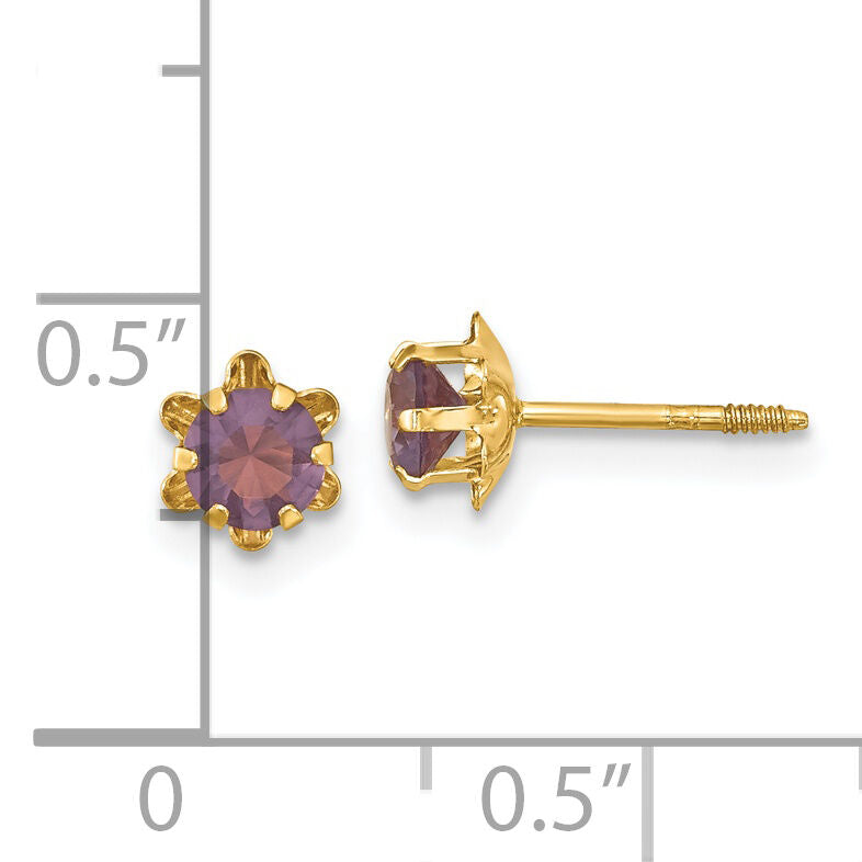 14k Madi K 4mm CZ Birthstone (Feb) Screwback Earrings-SE160