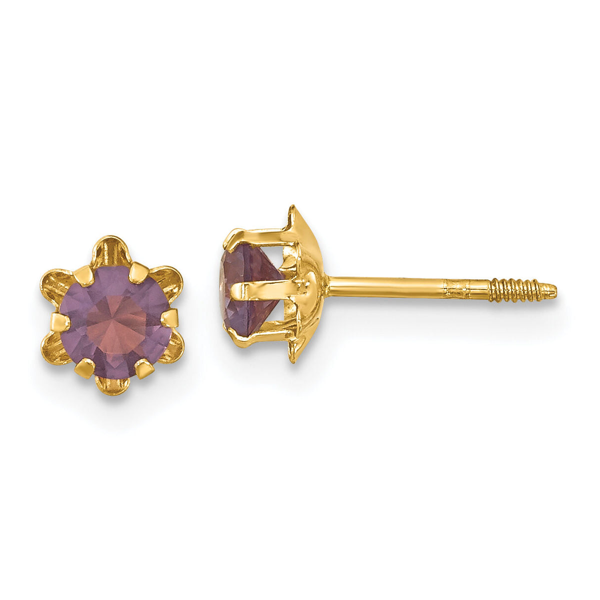 14k Madi K 4mm CZ Birthstone (Feb) Screwback Earrings-SE160