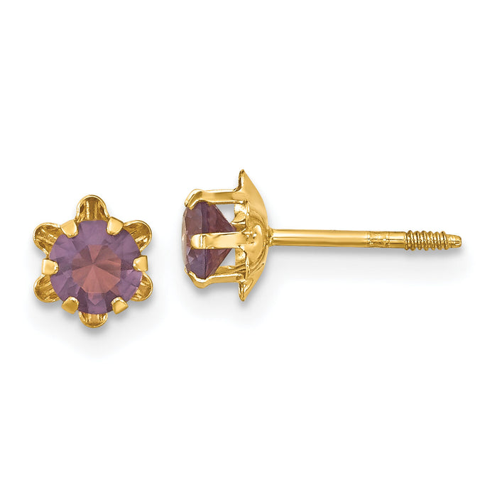 14k Madi K 4mm CZ Birthstone (Feb) Screwback Earrings-SE160