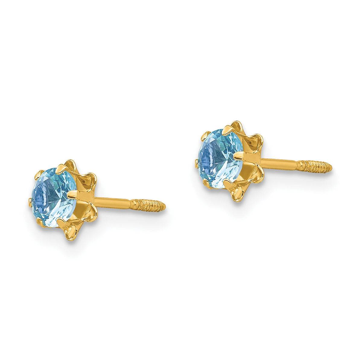14k Madi K 4mm CZ Birthstone (Mar) Screwback Earrings-SE161