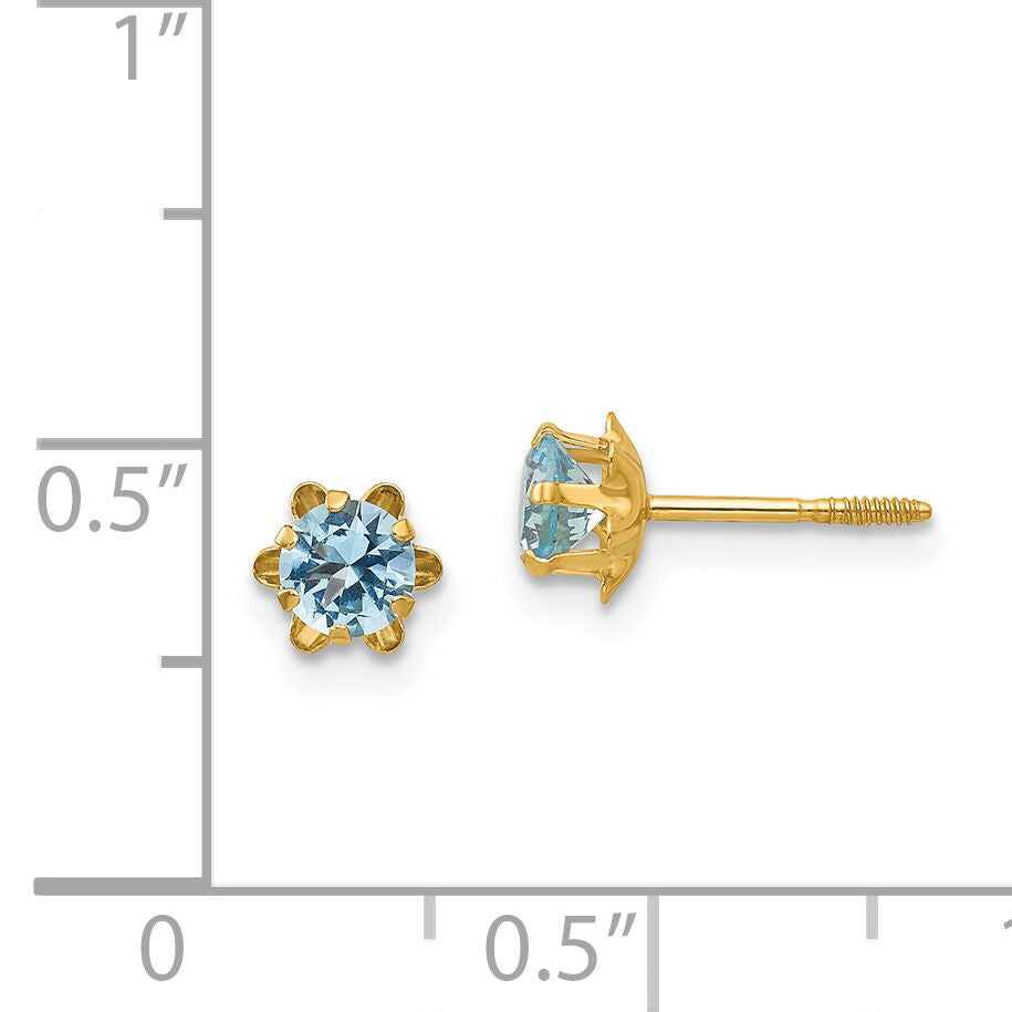 14k Madi K 4mm CZ Birthstone (Mar) Screwback Earrings-SE161
