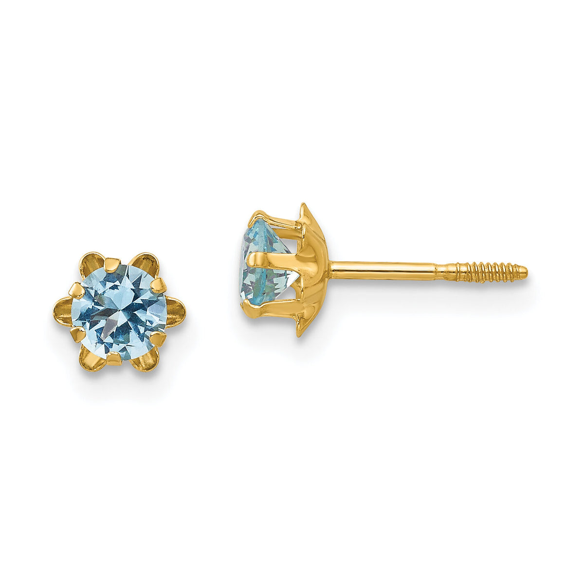 14k Madi K 4mm CZ Birthstone (Mar) Screwback Earrings-SE161