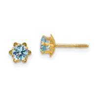14k Madi K 4mm CZ Birthstone (Mar) Screwback Earrings-SE161