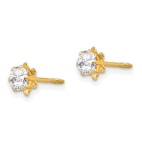 14k Madi K 4mm CZ Birthstone (Apr) Screwback Earrings-SE162