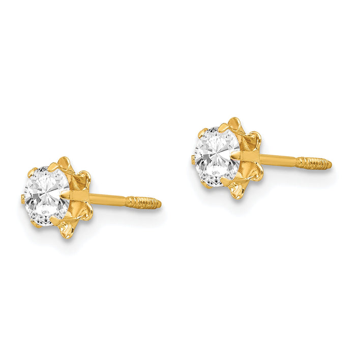 14k Madi K 4mm CZ Birthstone (Apr) Screwback Earrings-SE162