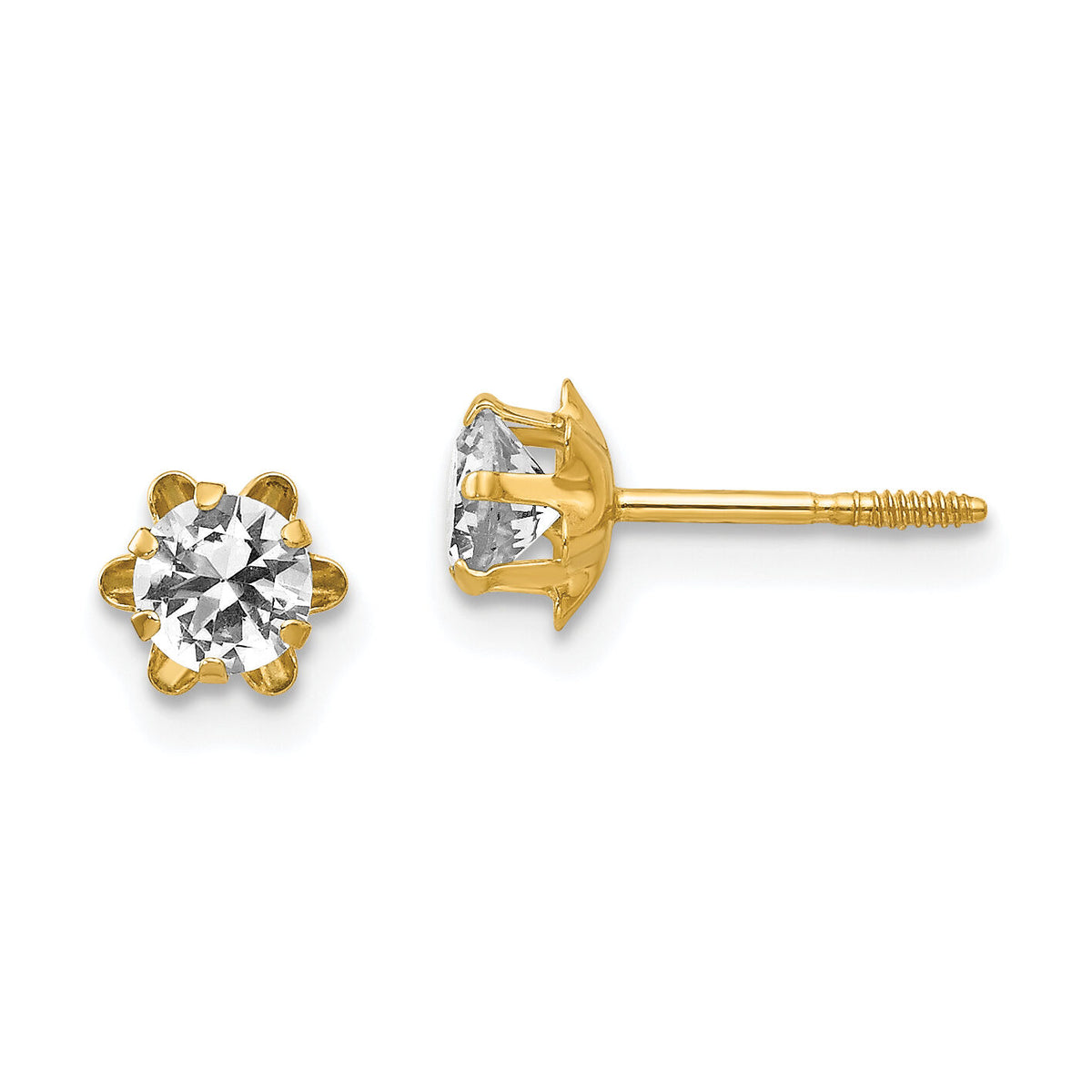 14k Madi K 4mm CZ Birthstone (Apr) Screwback Earrings-SE162