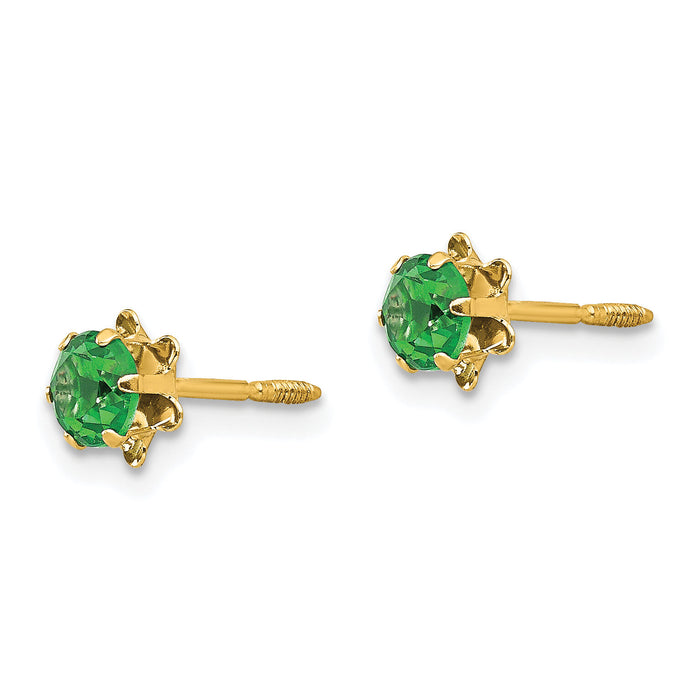 14k Madi K 4mm CZ Birthstone (May) Screwback Earrings-SE163