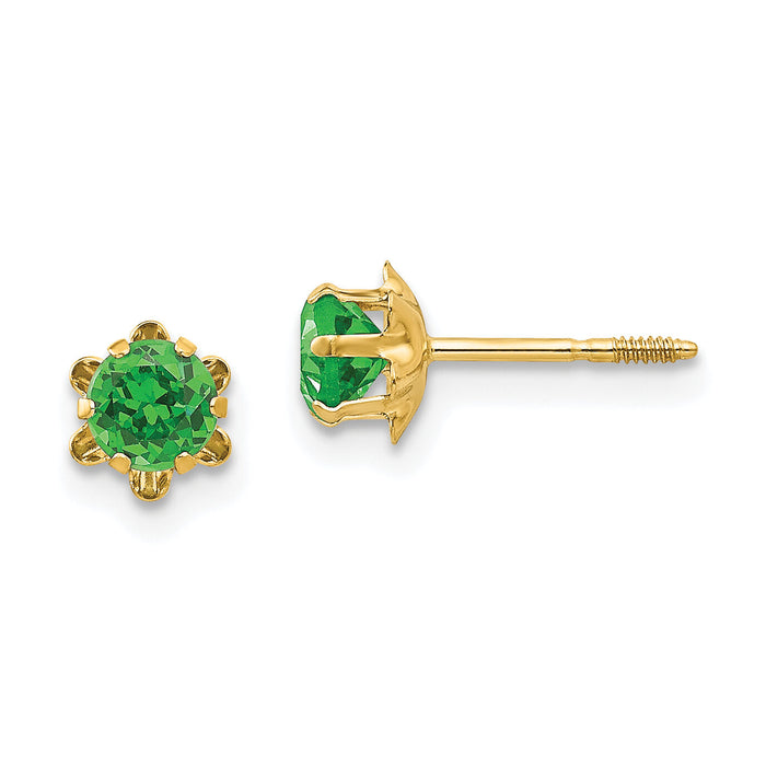 14k Madi K 4mm CZ Birthstone (May) Screwback Earrings-SE163