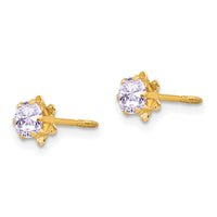14k Madi K 4mm CZ Birthstone (Jun) Screwback Earrings-SE164