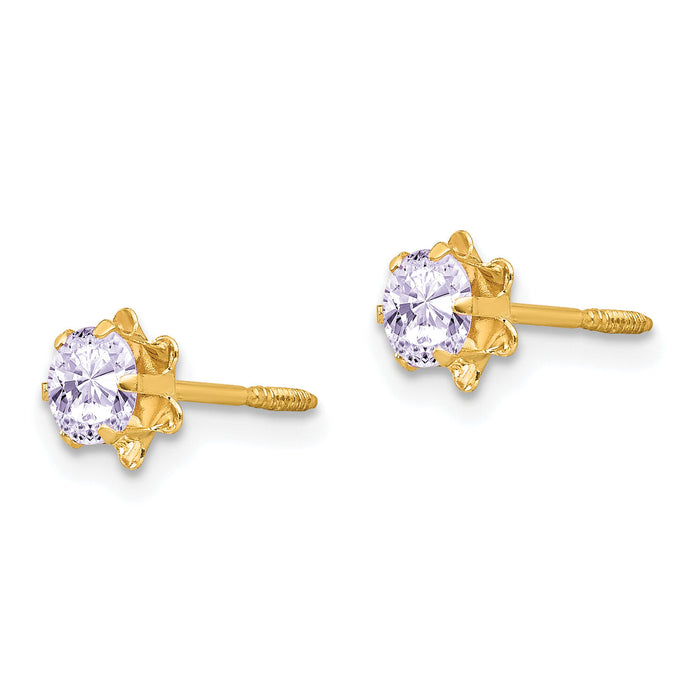 14k Madi K 4mm CZ Birthstone (Jun) Screwback Earrings-SE164