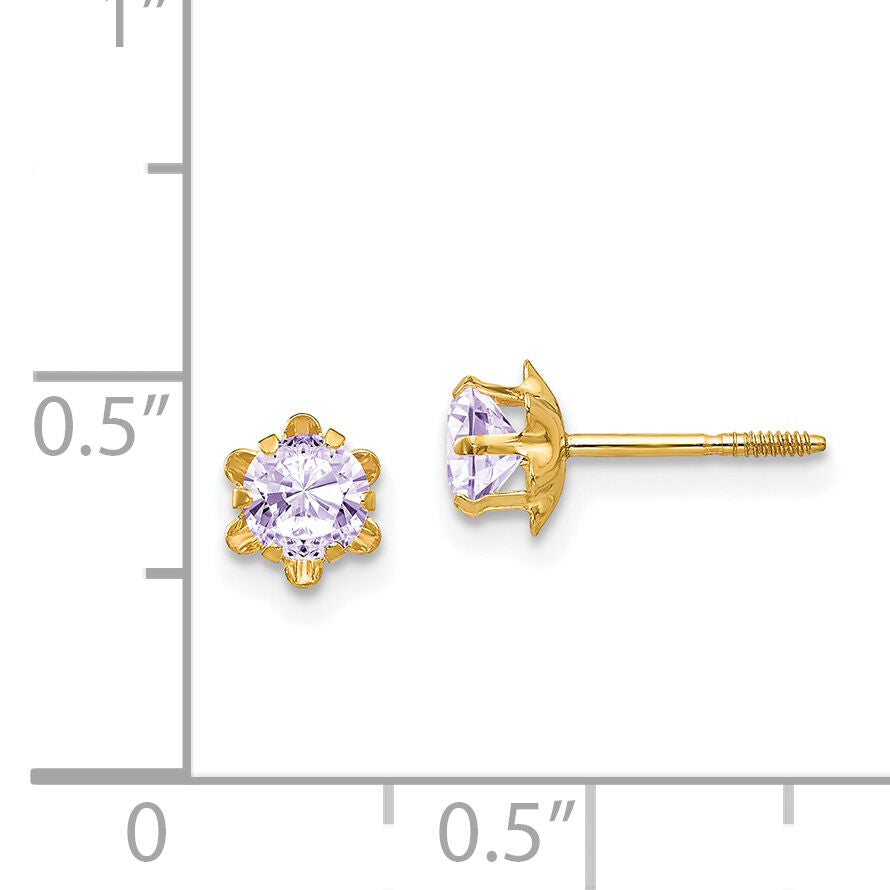 14k Madi K 4mm CZ Birthstone (Jun) Screwback Earrings-SE164