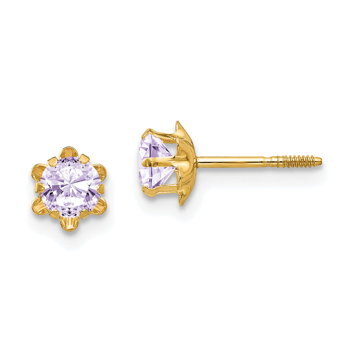 14k Madi K 4mm CZ Birthstone (Jun) Screwback Earrings-SE164