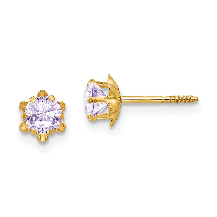 14k Madi K 4mm CZ Birthstone (Jun) Screwback Earrings-SE164