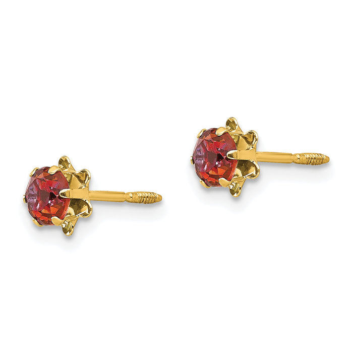 14k Madi K 4mm CZ Birthstone (Jul) Screwback Earrings-SE165