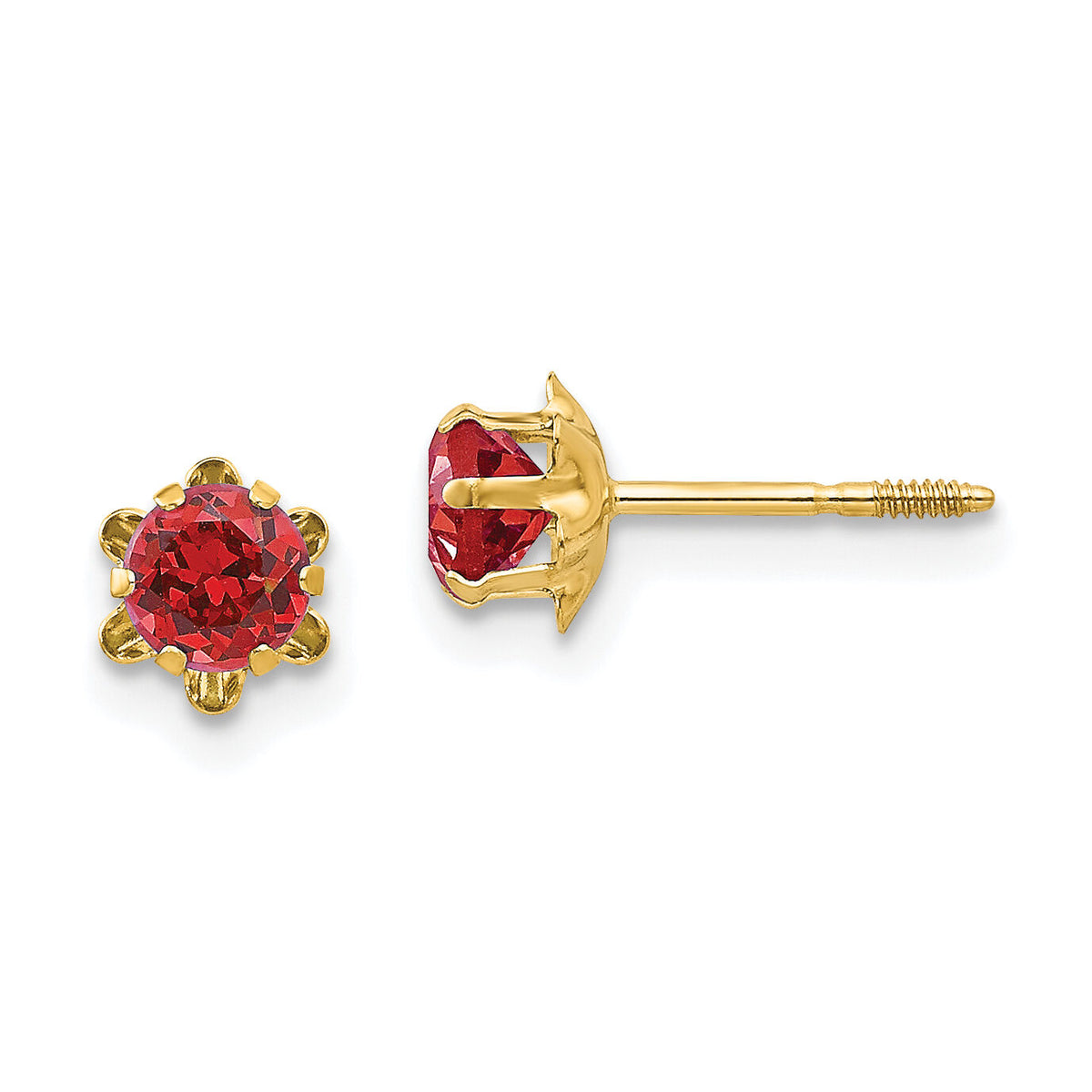 14k Madi K 4mm CZ Birthstone (Jul) Screwback Earrings-SE165