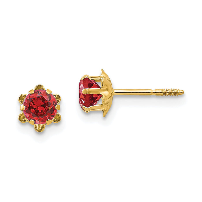 14k Madi K 4mm CZ Birthstone (Jul) Screwback Earrings-SE165