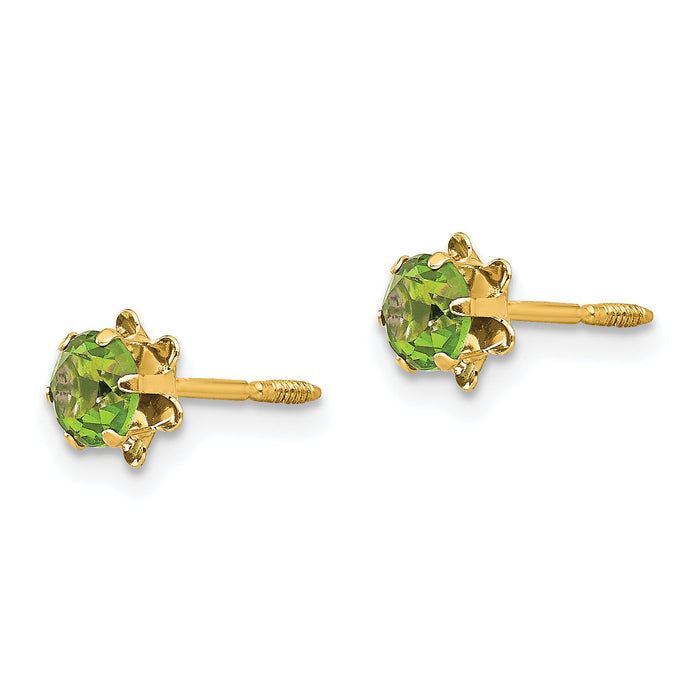 14k Madi K 4mm CZ Birthstone (Aug) Screwback Earrings-SE166