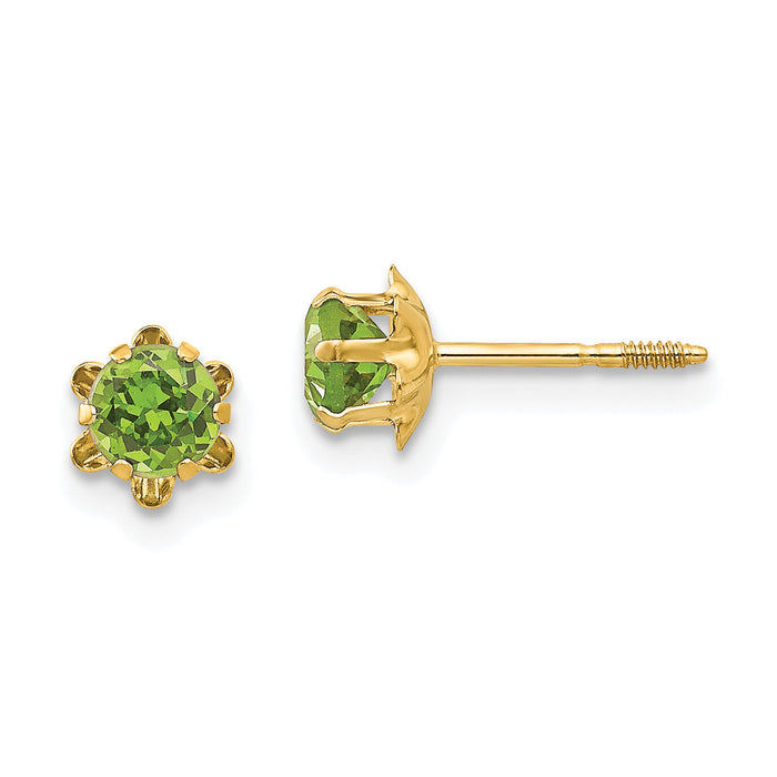 14k Madi K 4mm CZ Birthstone (Aug) Screwback Earrings-SE166