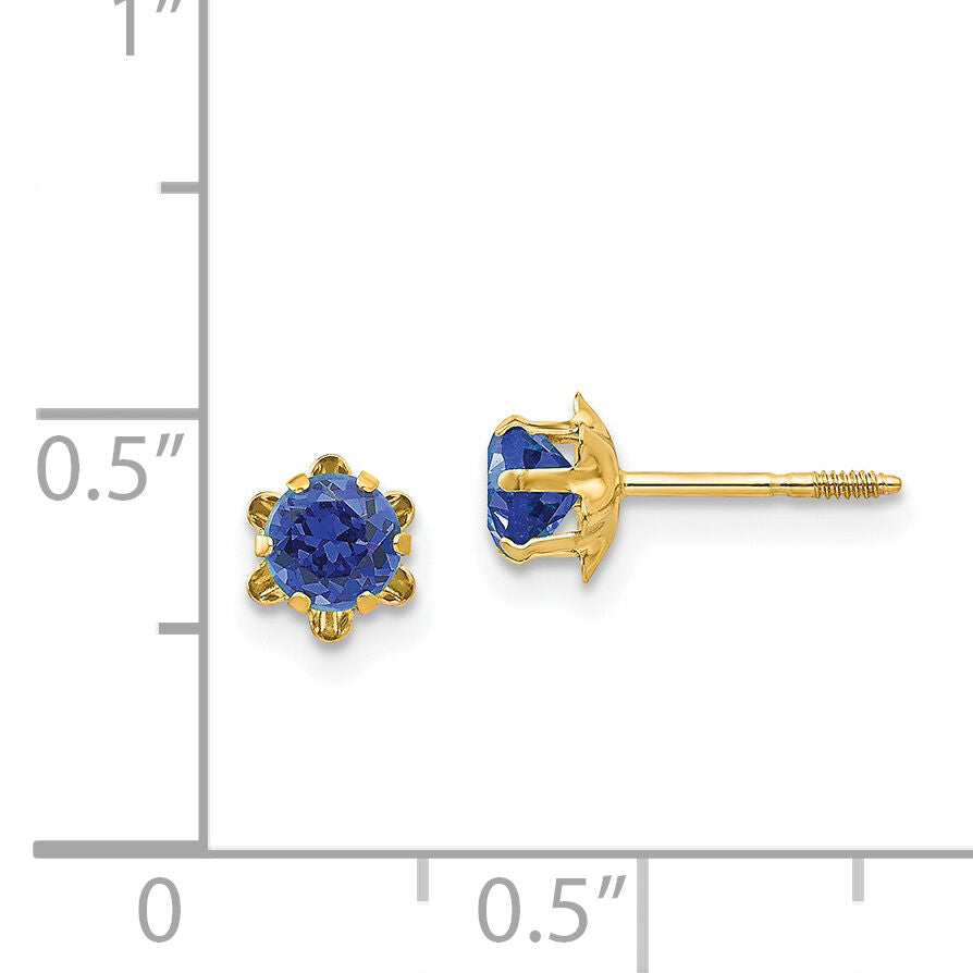 14k Madi K 4mm CZ Birthstone (Sep) Screwback Earrings-SE167