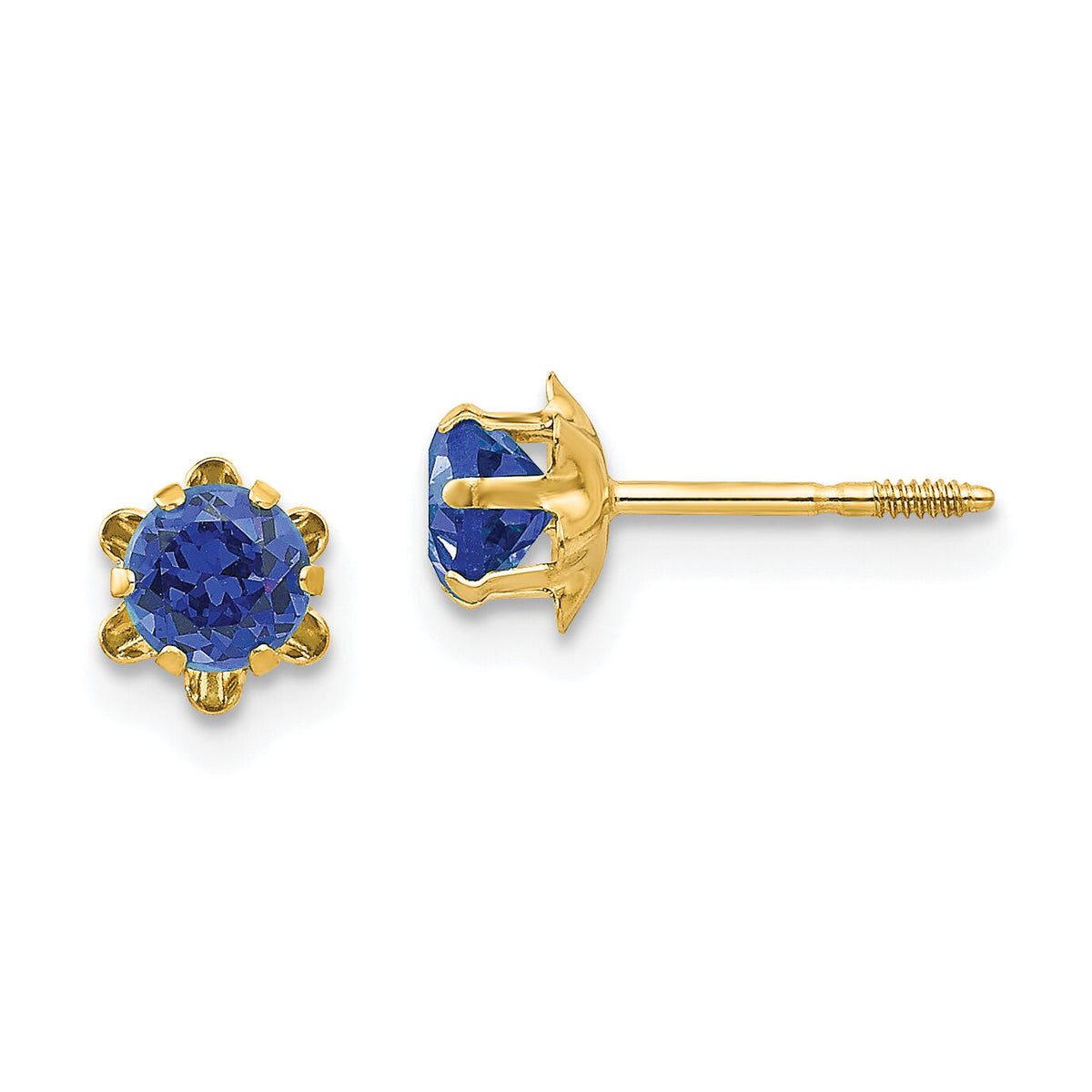 14k Madi K 4mm CZ Birthstone (Sep) Screwback Earrings-SE167