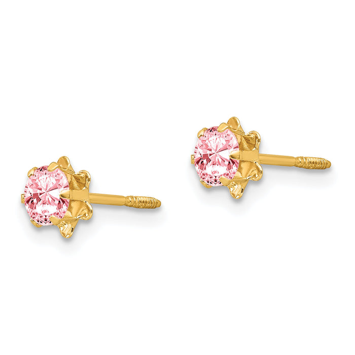 14k Madi K 4mm CZ Birthstone (Oct) Screwback Earrings-SE168