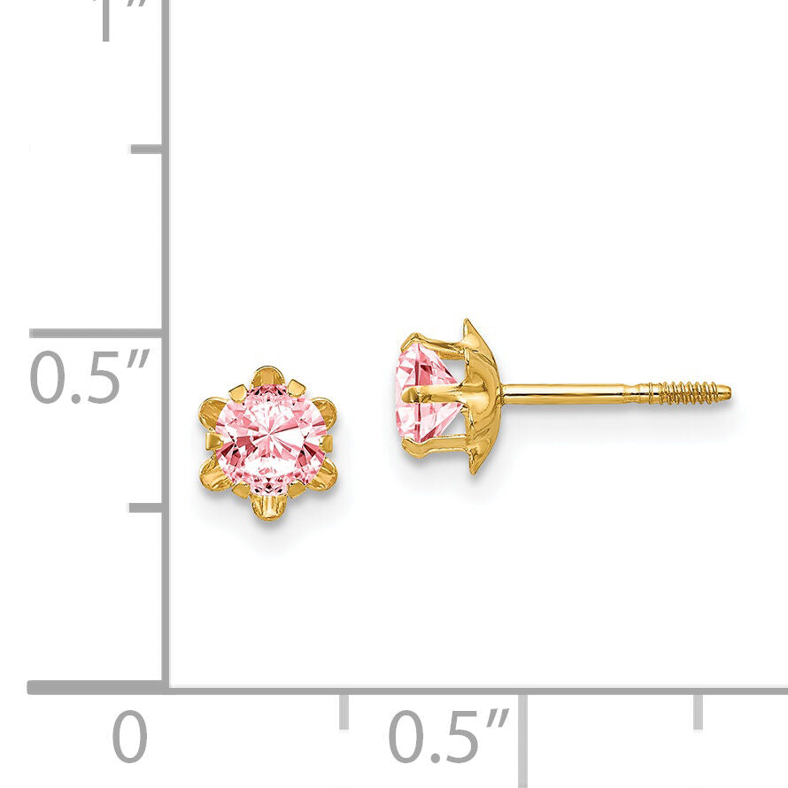 14k Madi K 4mm CZ Birthstone (Oct) Screwback Earrings-SE168