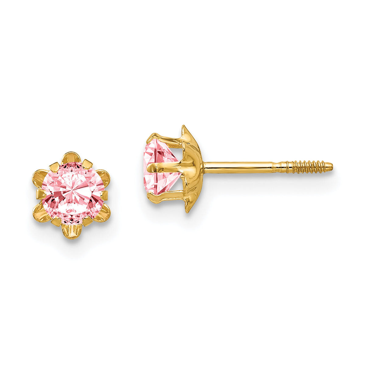 14k Madi K 4mm CZ Birthstone (Oct) Screwback Earrings-SE168