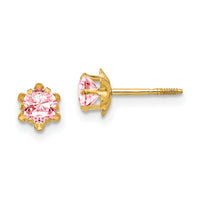14k Madi K 4mm CZ Birthstone (Oct) Screwback Earrings-SE168