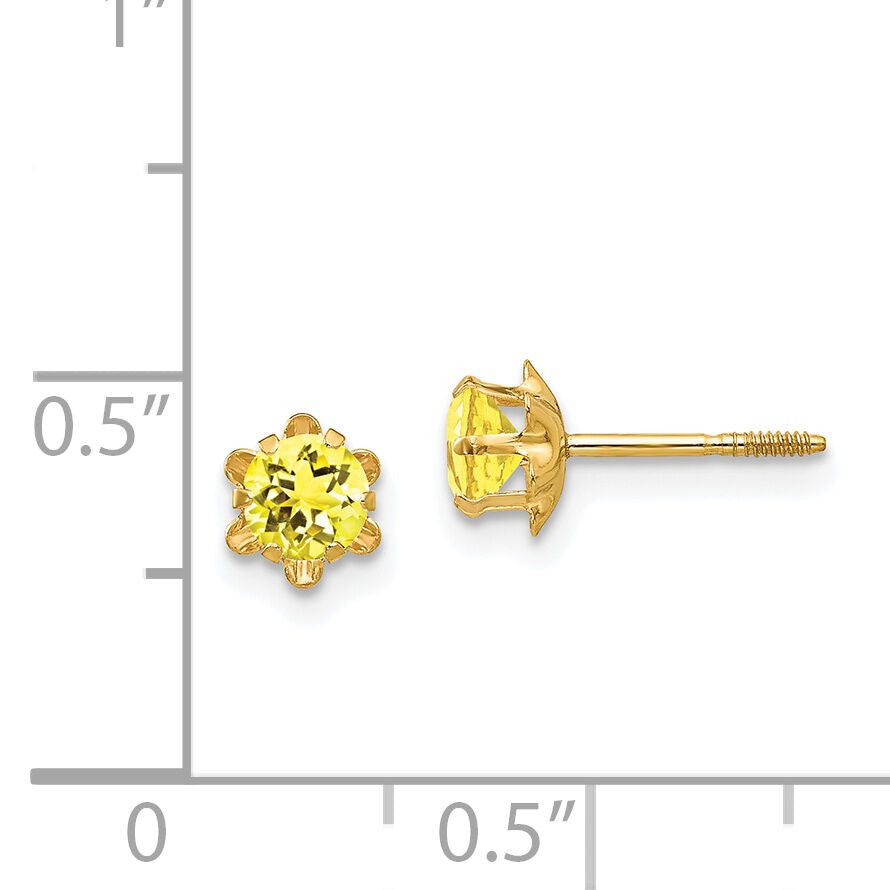 14k Madi K 4mm CZ Birthstone (Nov) Screwback Earrings-SE169
