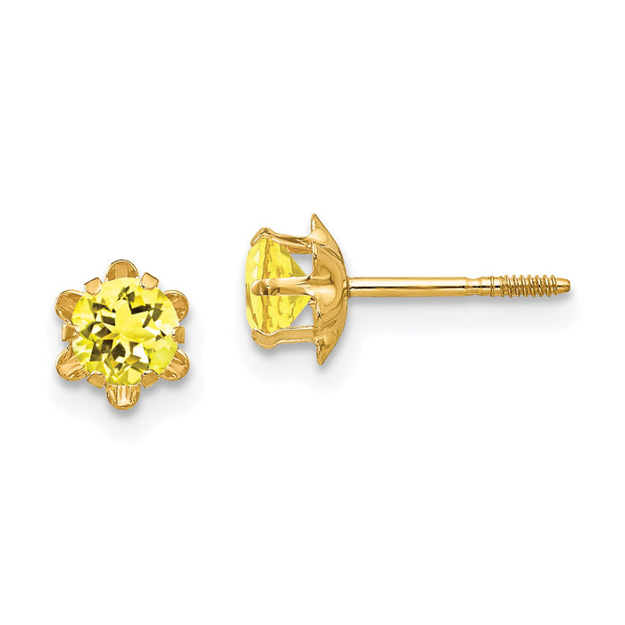 14k Madi K 4mm CZ Birthstone (Nov) Screwback Earrings-SE169