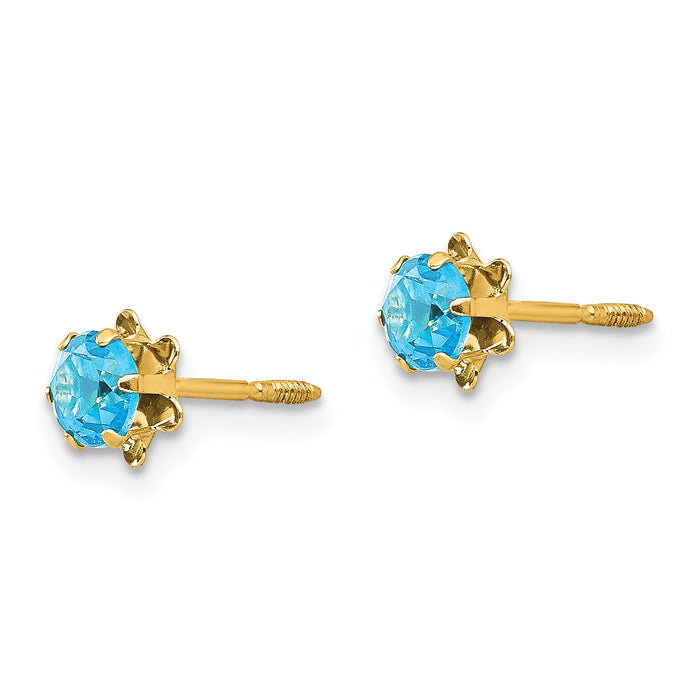 14k Madi K 4mm CZ Birthstone (Dec) Screwback Earrings-SE170
