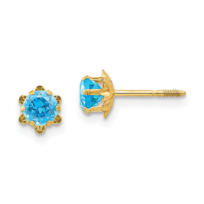14k Madi K 4mm CZ Birthstone (Dec) Screwback Earrings-SE170