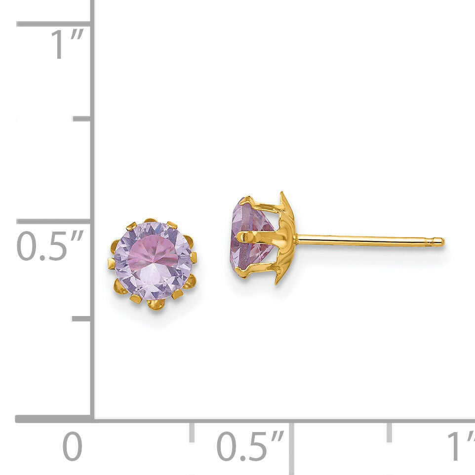 14k Madi K 5mm CZ Birthstone (Feb) Earrings-SE172