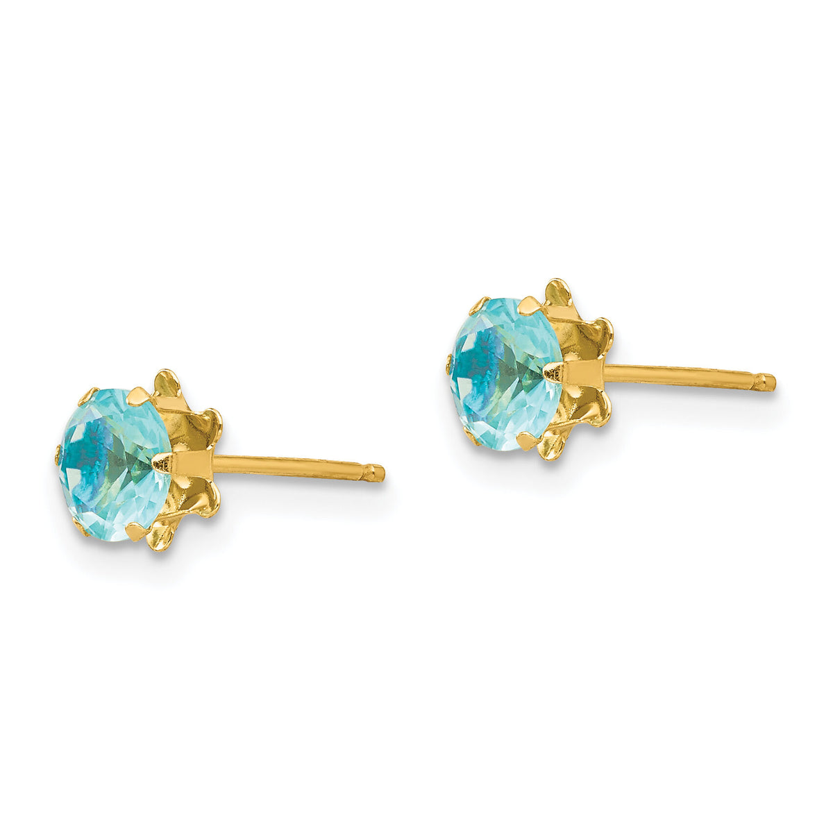 14k Madi K 5mm CZ Birthstone (Mar) Earrings-SE173