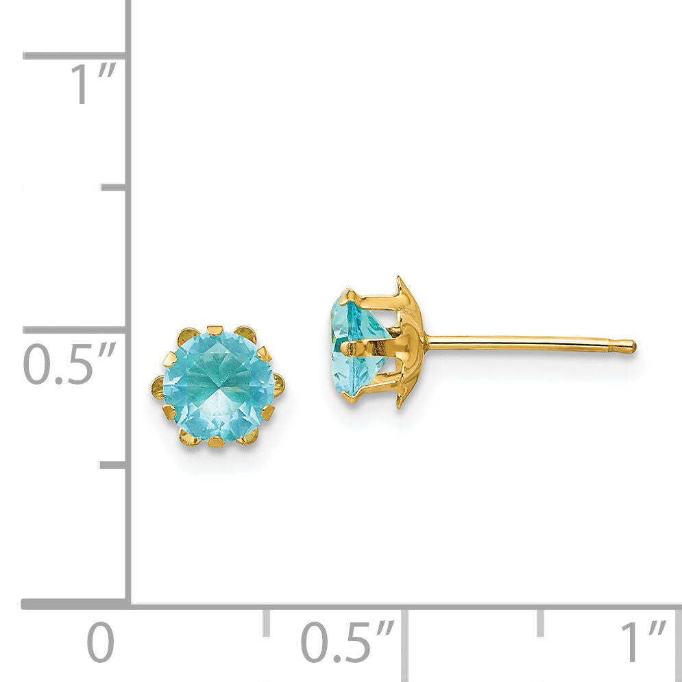 14k Madi K 5mm CZ Birthstone (Mar) Earrings-SE173