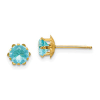14k Madi K 5mm CZ Birthstone (Mar) Earrings-SE173
