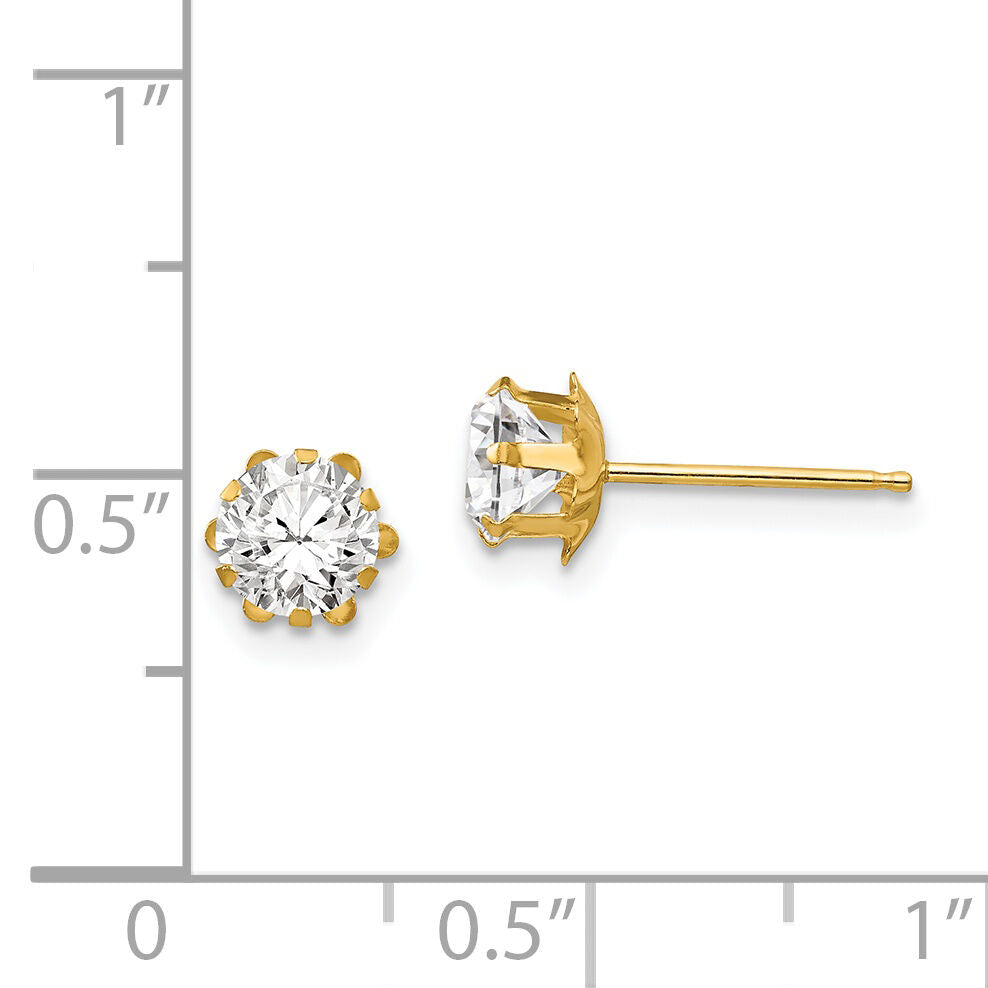 14k Madi K 5mm CZ Birthatone (Apr) Earrings-SE174