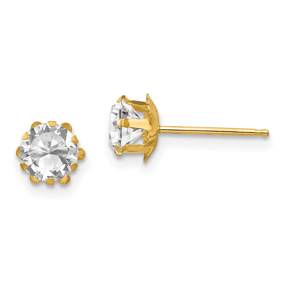 14k Madi K 5mm CZ Birthatone (Apr) Earrings-SE174