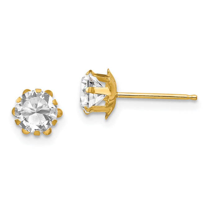 14k Madi K 5mm CZ Birthatone (Apr) Earrings-SE174