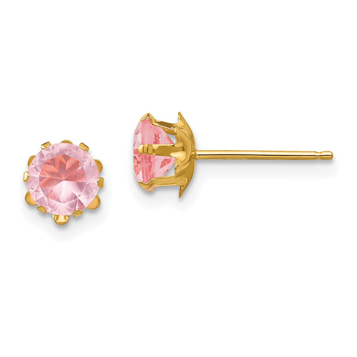 14k Madi K 5mm CZ Birthstone (Oct) Earrings-SE180