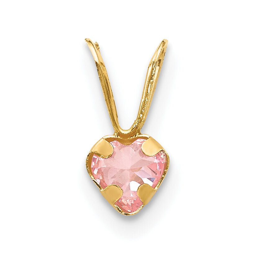14k Madi K Pink CZ Heart Pendant-SE2230