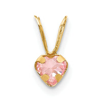14k Madi K Pink CZ Heart Pendant-SE2230
